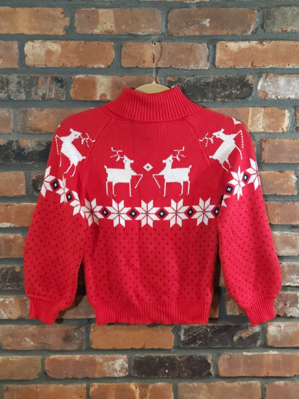 Janie and Jack Turtleneck Fair Isle Reindeer Sweater Christmas Holiday Girls' 10 - Picture 6 of 8